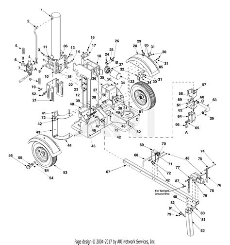 troy bilt afi log splitter  parts diagram  general assembly
