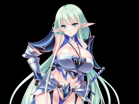 Elf Tanetsuke Bokujou Game Cg Tagme 1girl Armor Breasts Elf