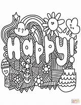 Coloring Happy Pages Printable Drawing Adults Colorings Doodle Quotes Categories sketch template