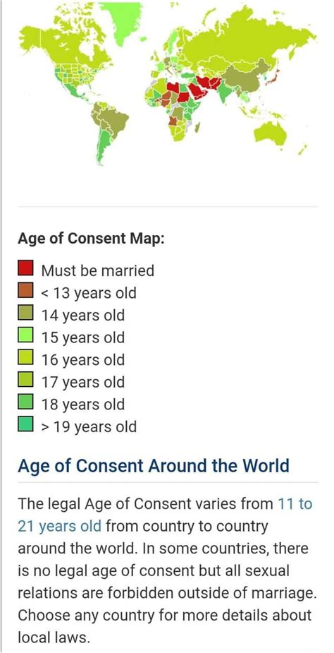 Ss Age Of Consent Map Must Be Married 13 Years Old Years Old Is Years
