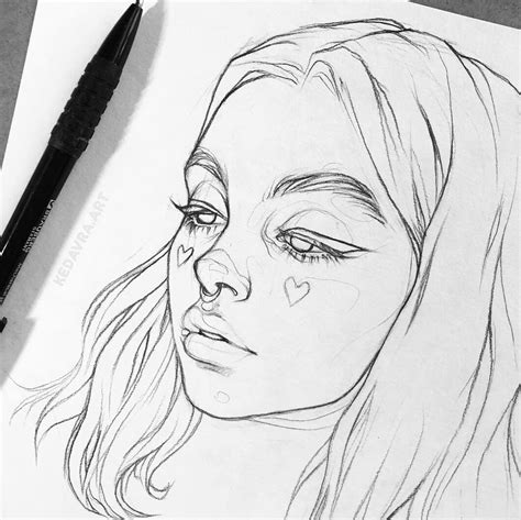 aesthetic girls drawing  face image  girl  drawingsart
