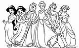 Coloring Disney Pages Princesses Cartoon Popular sketch template