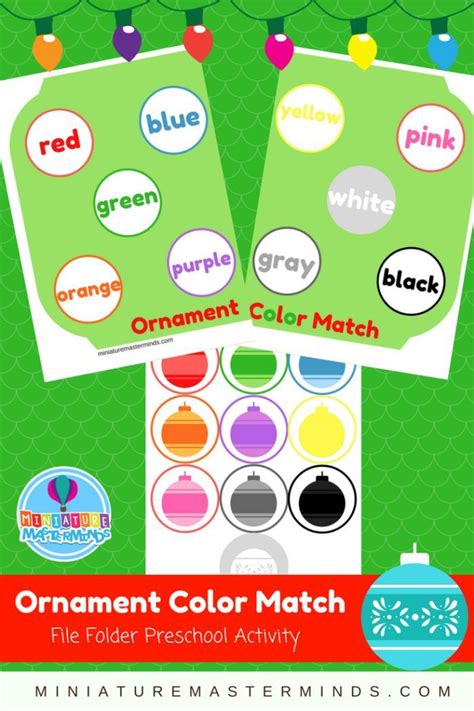 ornament color matching preschool file folder game color matching