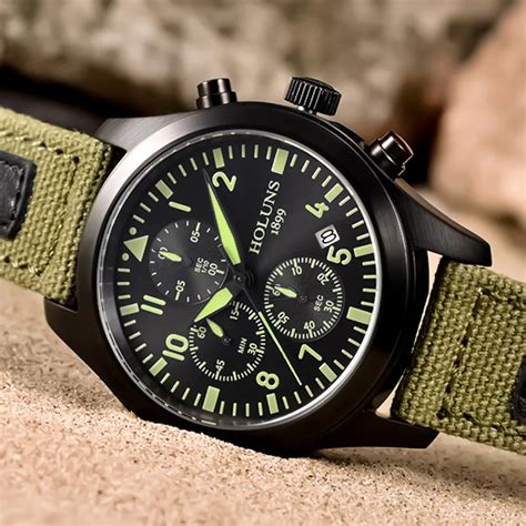 holuns pilot  men military sport army quartz relogio masculino  male watches canvas