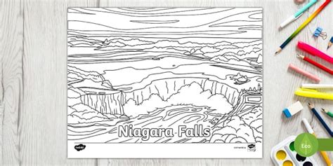 niagara falls canadian colouring page teacher