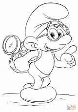 Coloring Smurf Brainy Smurfs Pages Drawing Printable sketch template
