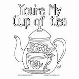 Tea Cup Cute Coloring Pages Set Sheet Re sketch template