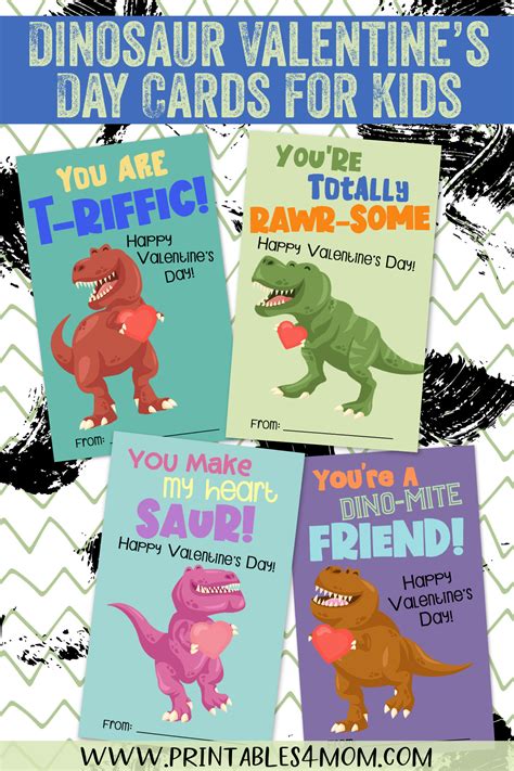 dinosaur valentines day cards printables  mom