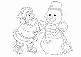 Kerst Kerstman Sneeuwpop Maakt Kerstmis Slapend Legt Kado Neer Kindje sketch template