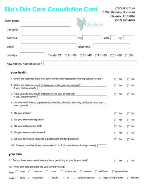 Structure Examples Skin Care Treatment Consent Form