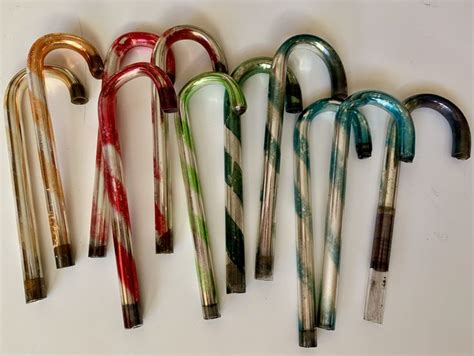 Vintage 1940s Kentlee Glass Candy Canes Christmas Joy Candy Cane