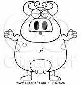 Careless Shrugging Cow Clipart Cartoon Cory Thoman Outlined Coloring Vector 2021 sketch template
