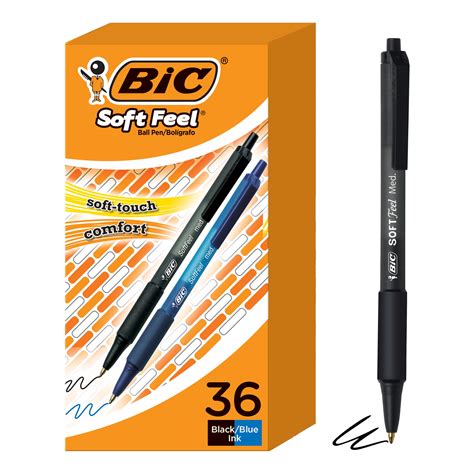 bic soft feel retractable ballpoint pens black blue medium point