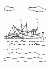 Boat Coloring Fishing Pages Wave Big Drawing Waves Template Simple sketch template