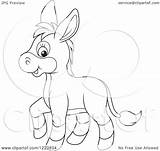 Donkey Cute Baby Clipart Outline Drawing Outlined Illustration Royalty Vector Bannykh Alex Getdrawings sketch template