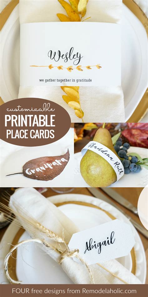 remodelaholic  customizable printable place cards