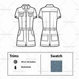 Fashion Sketches Flat Illustrator Tech Pack Romper Short Dress sketch template