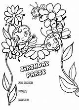 Birthday Pages Happy Coloring Invitation Card Printable Party Carte Color Coloriage Kids Imprimer Cards Colouring Print Colorier Bees Greeting Dessin sketch template