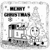 Coloring Thomas Train Pages Christmas Merry Print Printable Kids Friends Santa Trains Color Sheets Tank Engine Hat Snow Drawing Template sketch template