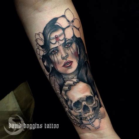 Girl With A Skull Tattoo By David Boggins Tattooimages