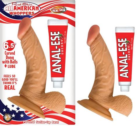 All American Whopper 6 5 Inches Curve Dong Balls Beige