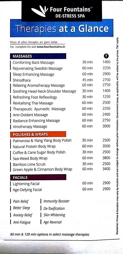 fountains de stress spa packages  price list  aundh pune