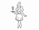 Waitress Elegant Coloring Coloringcrew sketch template