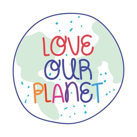 love  planet text stock vector illustration  recycle