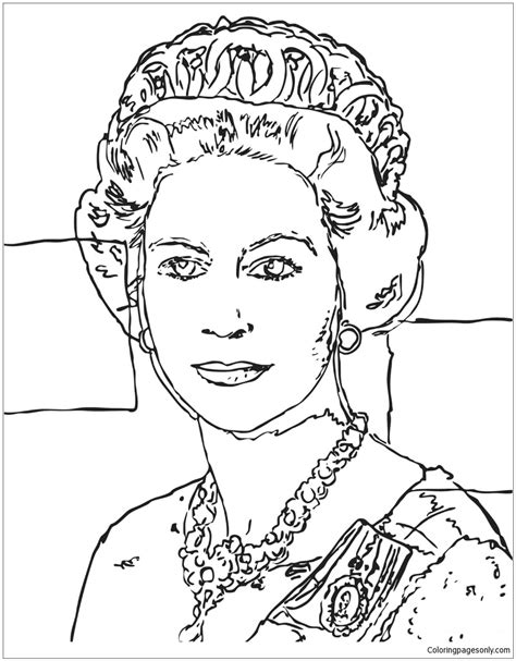 queen elizabeth  romero britto coloring pages png  file