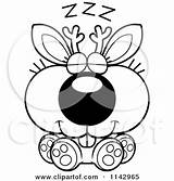Jackalope Sleeping Cute Clipart Cartoon Cory Thoman Outlined Coloring Vector sketch template