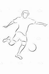 Soccer Player Ball Kicking Sketch Style Stock Vector Vectorjunky Sketches Logos Paintingvalley sketch template