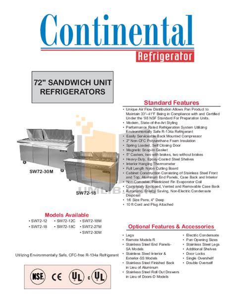 continental  refrigerator manual