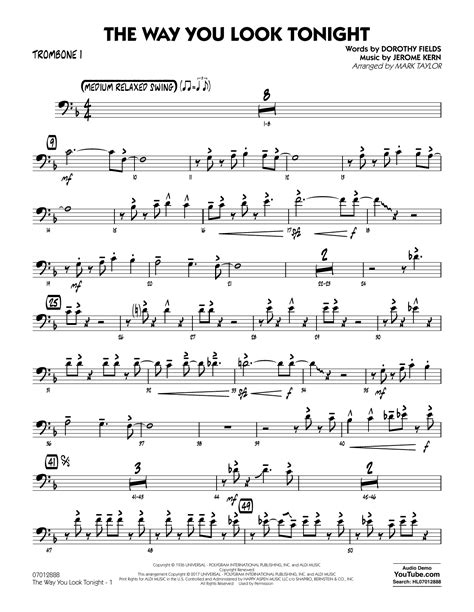 The Way You Look Tonight Trombone 1 Sheet Music Mark Taylor Jazz