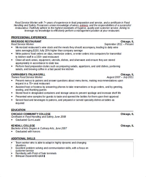 sample waiter resume templates   ms word