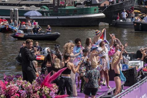 pride amsterdam ambassadeurs boat at the gaypride canal parade with