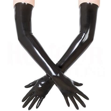 Adult Unisex Black Latex Long Gloves Opera Fetish Latex