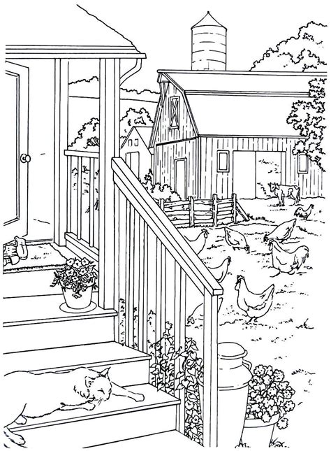 country farm coloring pages  adults frikilo quesea