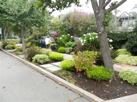 residential street sidewalk landscaping background zoom
