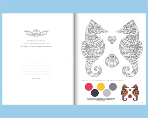 animal friends coloring book adult coloring book animal etsy