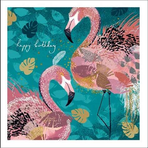 flamingos happy birthday card ocado