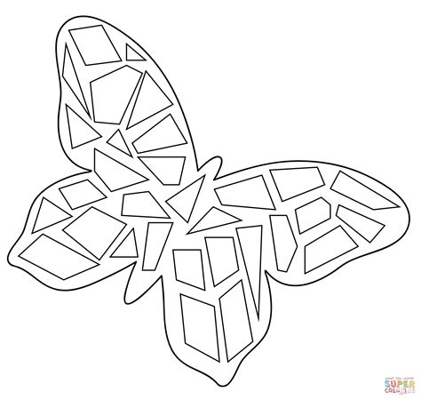 butterfly mosaic coloring page  printable coloring pages