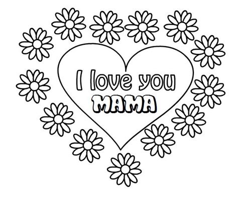 hartje met bloemen  love  mama mom coloring pages valentine