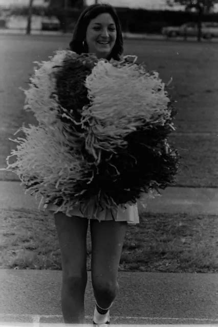 1970s candid of pretty cheerleader girl in uniform 35mm film negative