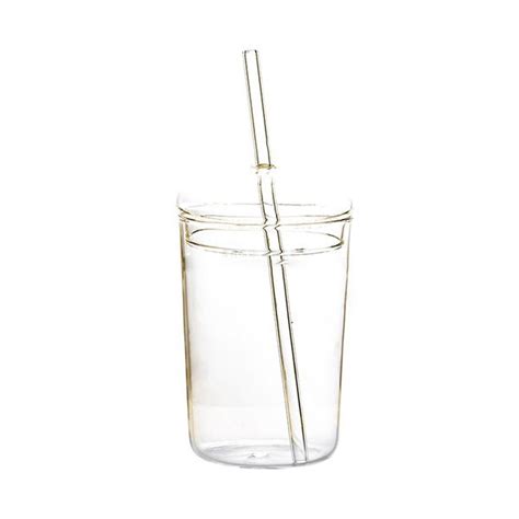 Glass Cup With Glass Straw Apollobox
