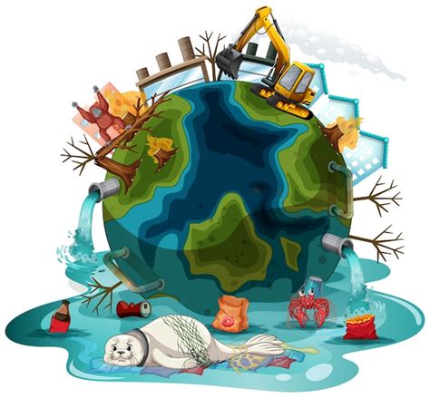 vector illustration  pollutions  earth