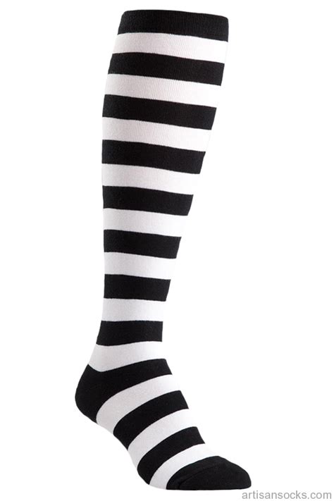 plus size black and white striped knee high socks