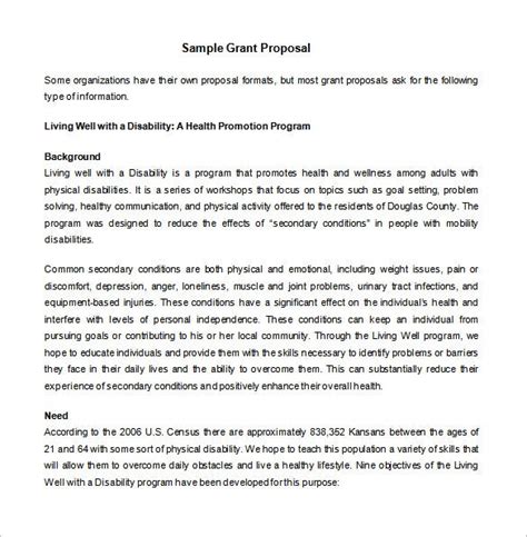 grant proposal template   sample  format