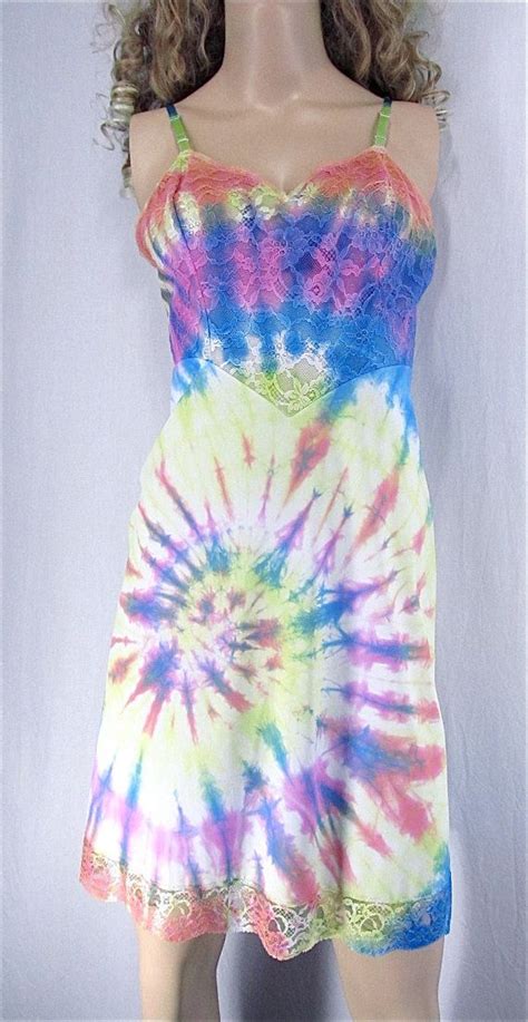 Tie Dye Slip Dress 34 Small Upcycled Full Slip By Playitagainglam Tie