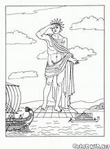 Coloring Rhodes Colossus Zeus Statue Wonders Gif Ancient sketch template