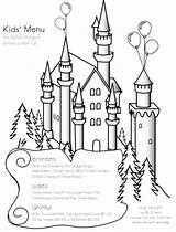 Menu Coloring Kids Castle Menus Templates Restaurant sketch template